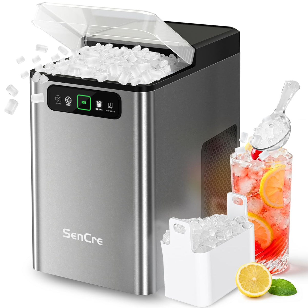 Countertop Nugget Ice Maker with Self Cleaning