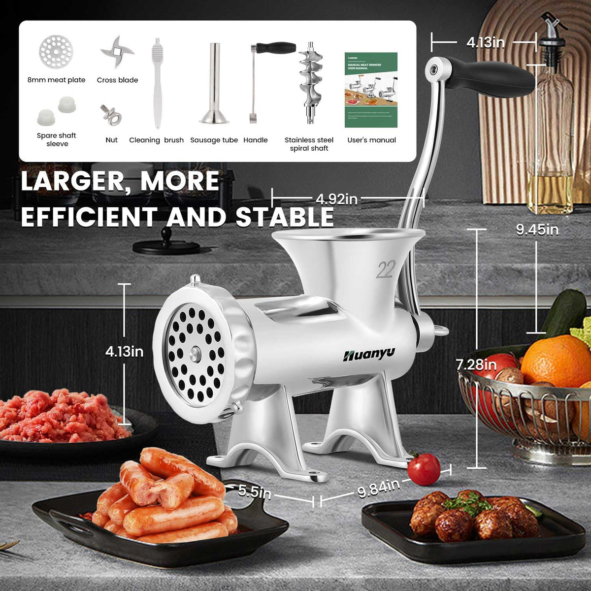 Manual Meat Grinder Sausage Stuffer No 22