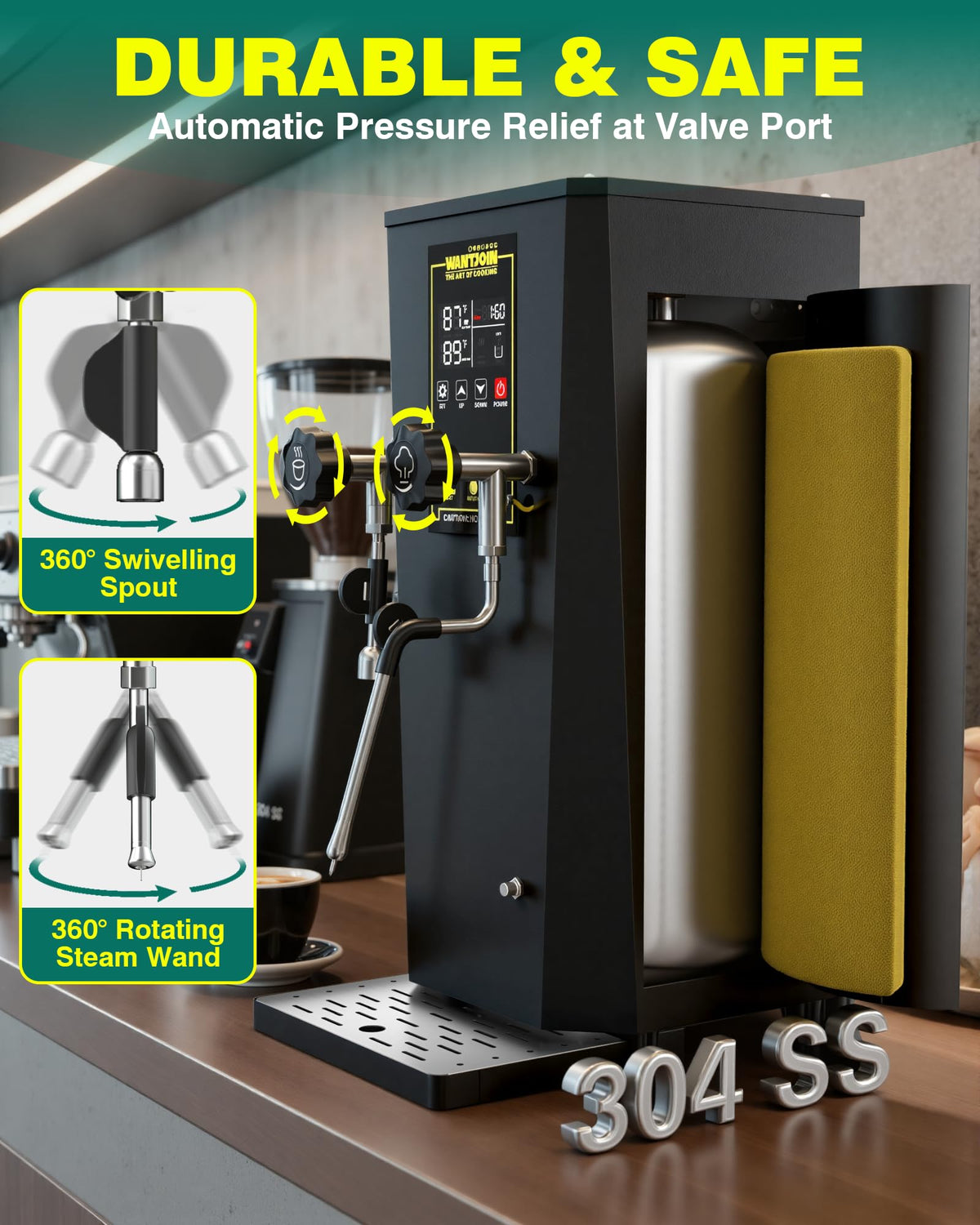 Commercial Electric Milk Frother and Steamer for Coffee Shops