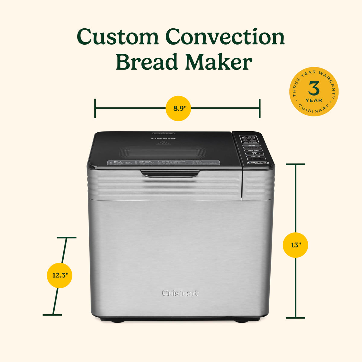 Convection Bread Maker with 16 Programs and 3 Loaf Sizes