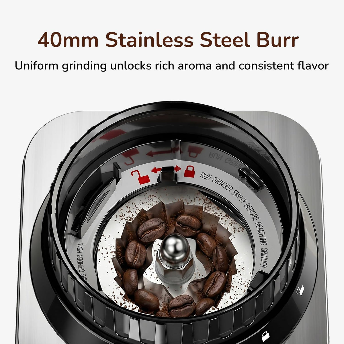 Electric Burr Coffee Grinder with 48 Grind Settings Anti Static