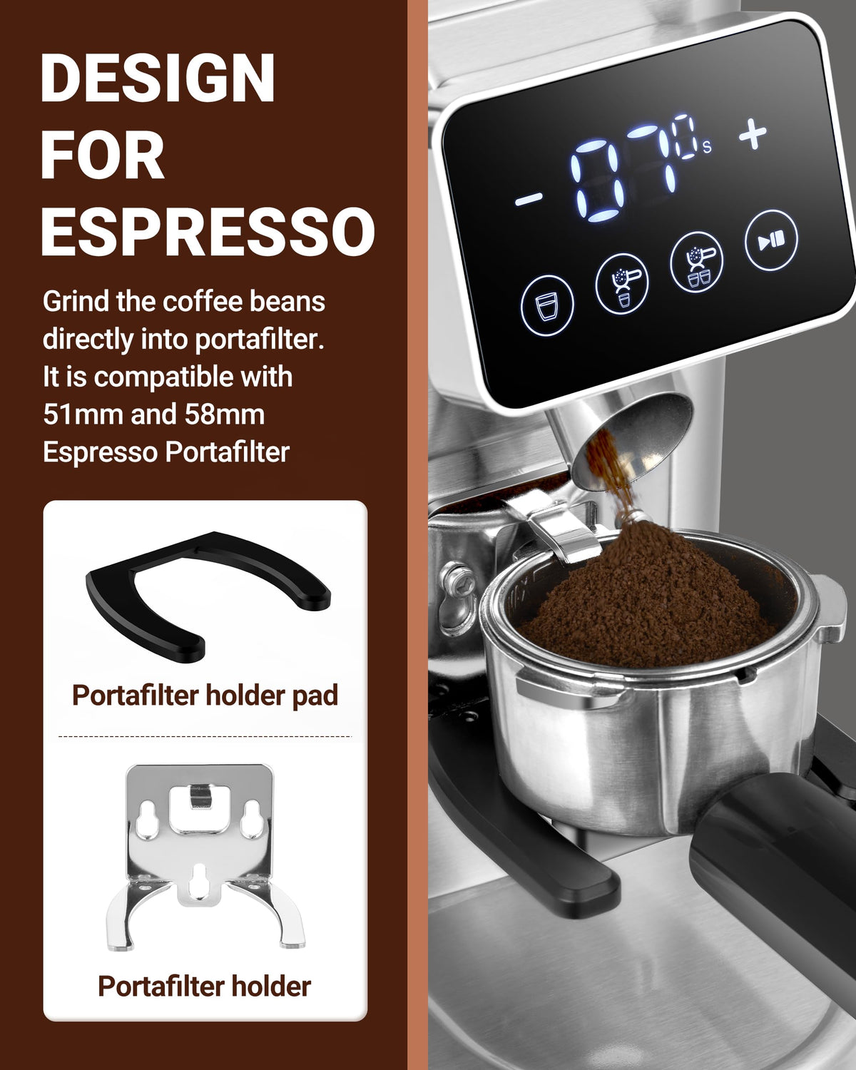 48 Setting Conical Burr Coffee Grinder with Timer and Touchscreen