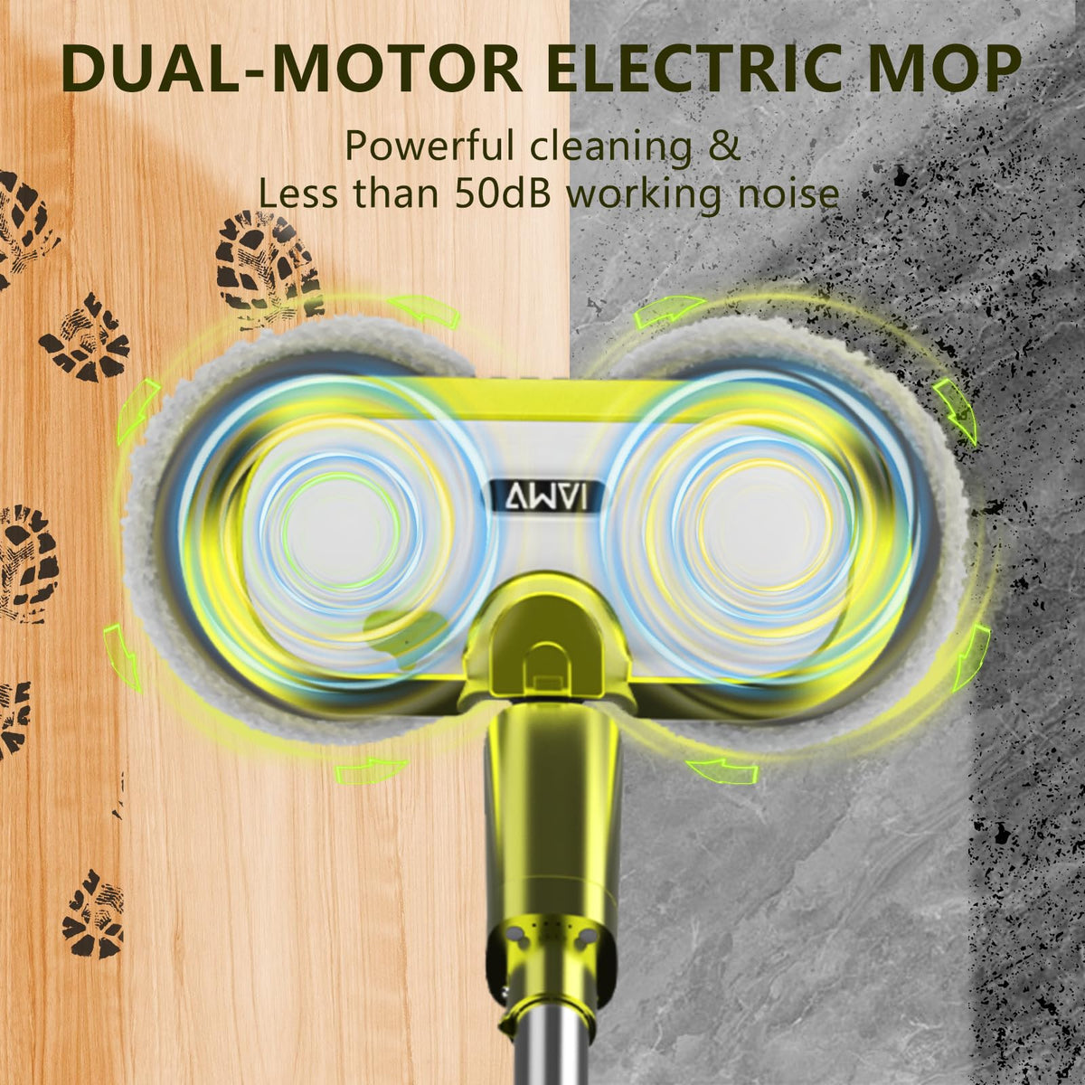 Cordless Electric Mop with Water Spray and Detachable Battery