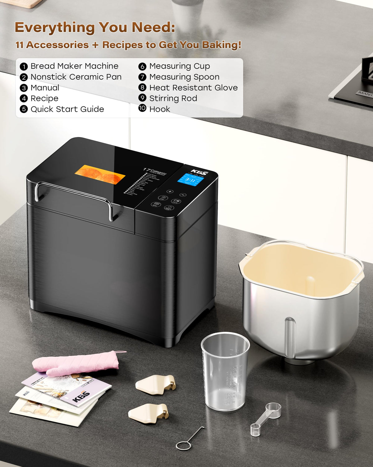710W 2LB Automatic Bread Maker Machine for Home Baking