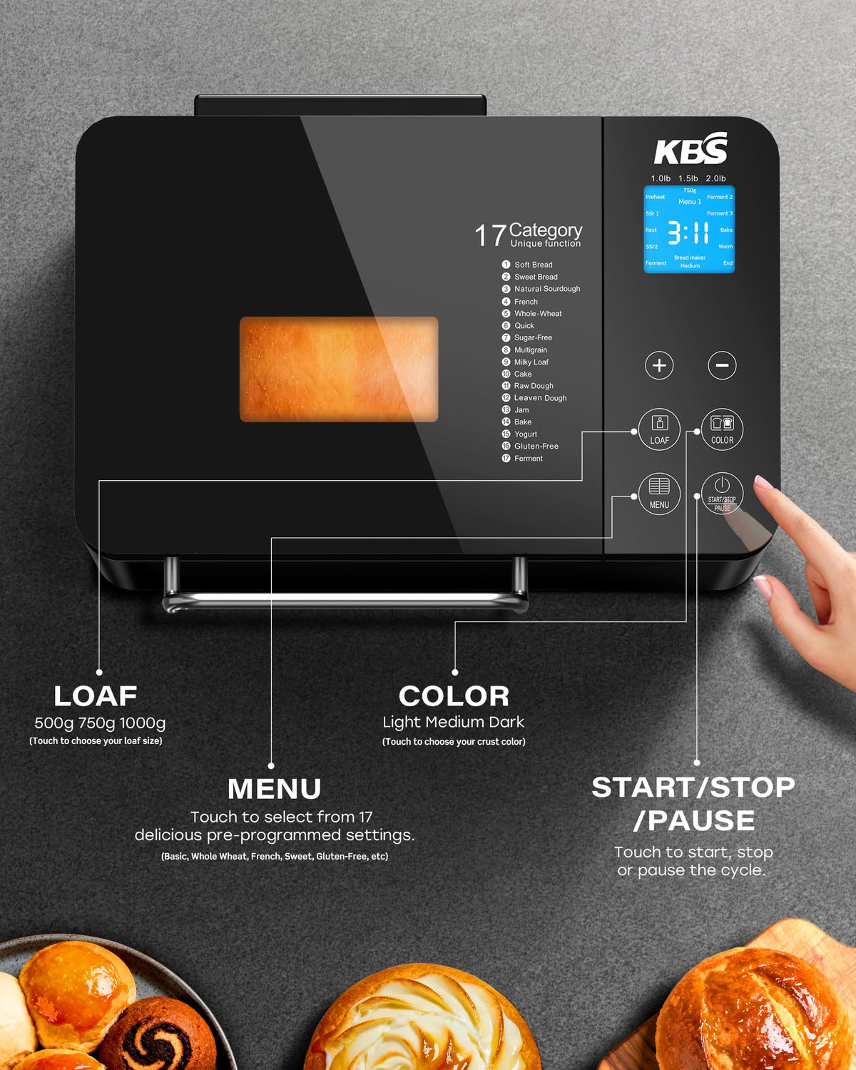 710W 2LB Automatic Bread Maker Machine for Home Baking