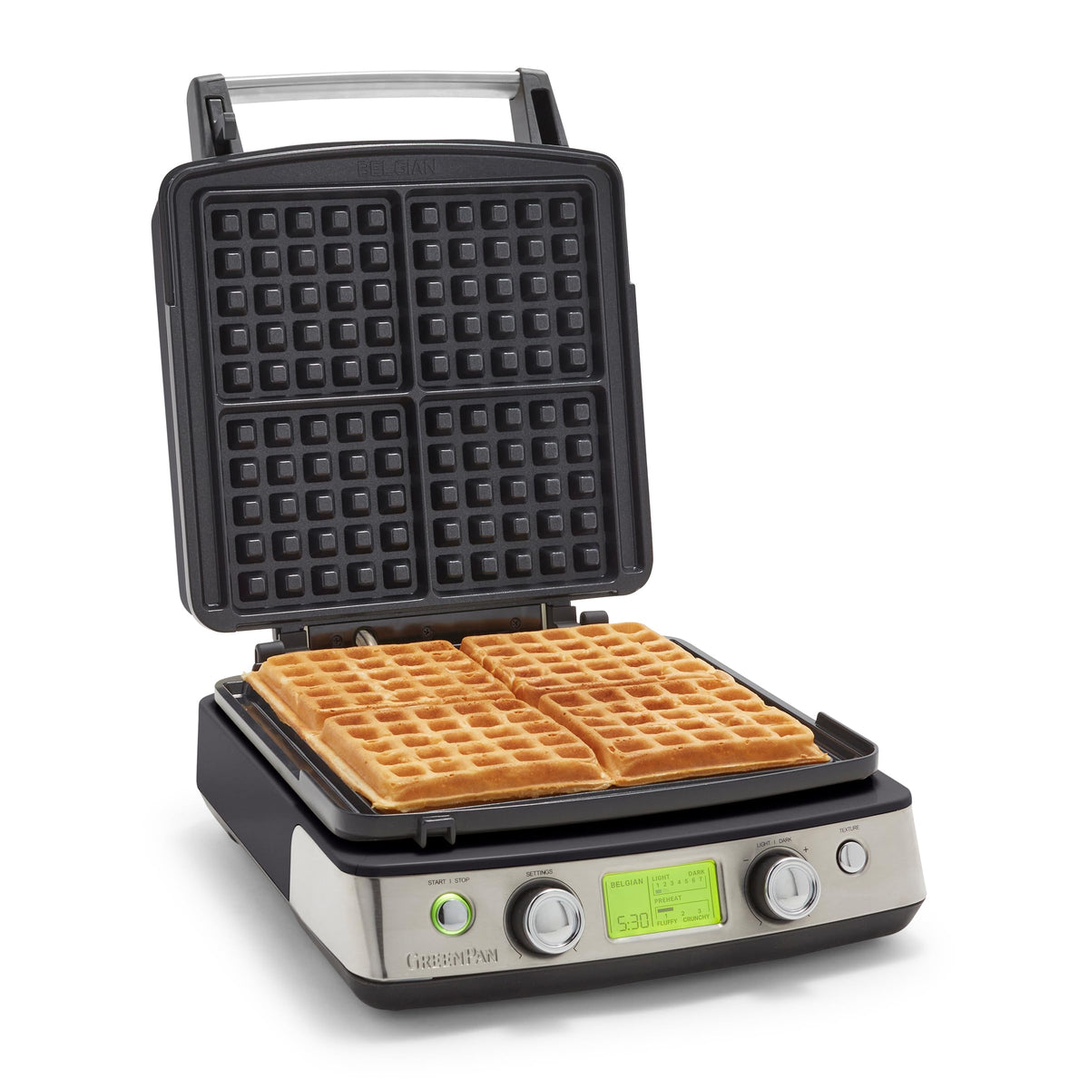 4 Square Belgian Waffle Maker with Adjustable Browning Control