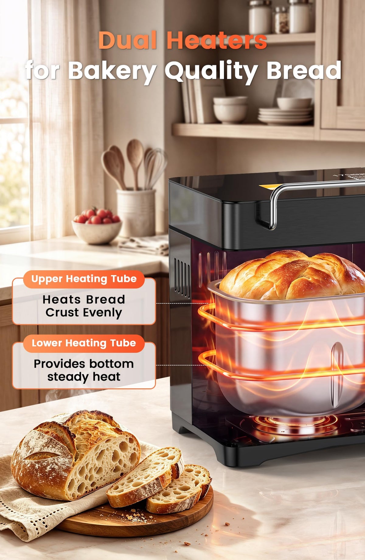 17 in 1 Stainless Steel Bread Maker with Dual Heaters