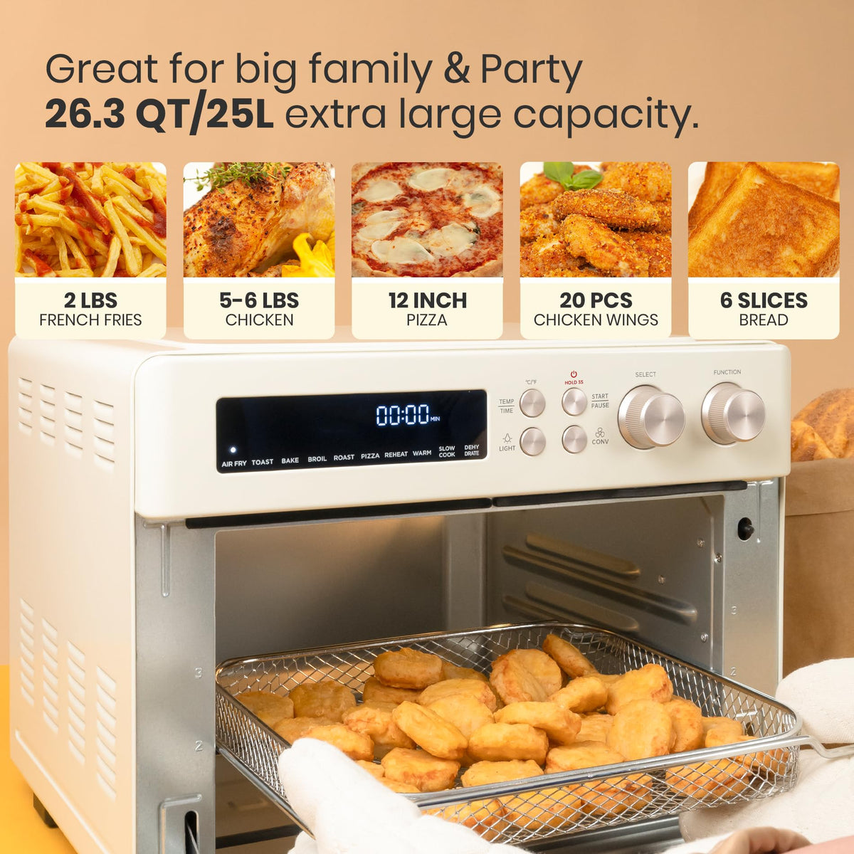 Retro Infrared Air Fryer Toaster Oven 10 in 1 Extra Large