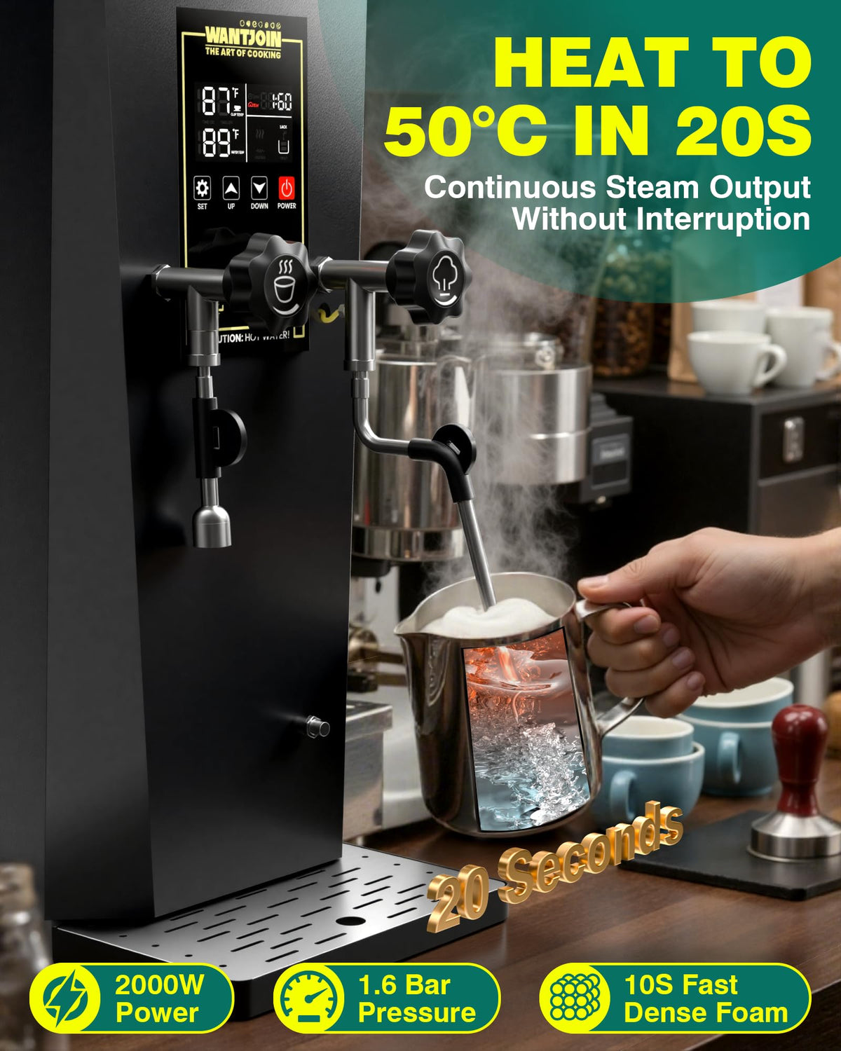 Commercial Electric Milk Frother and Steamer for Coffee Shops