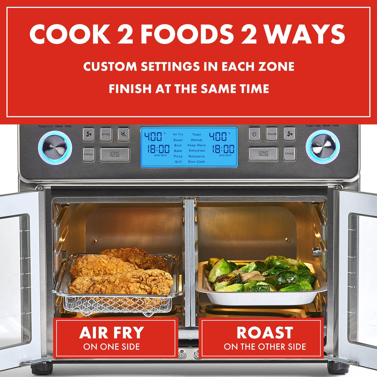 Dual Zone Air Fryer Oven Combo French Door Design