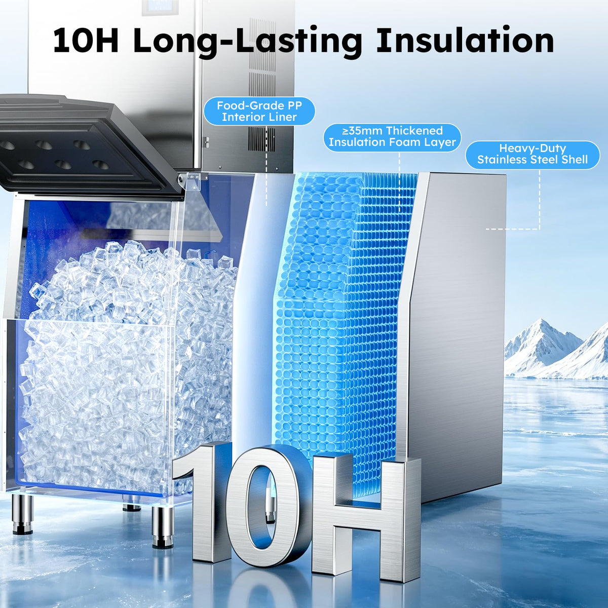 760LBS Commercial Ice Maker with 560LBS Storage Bin