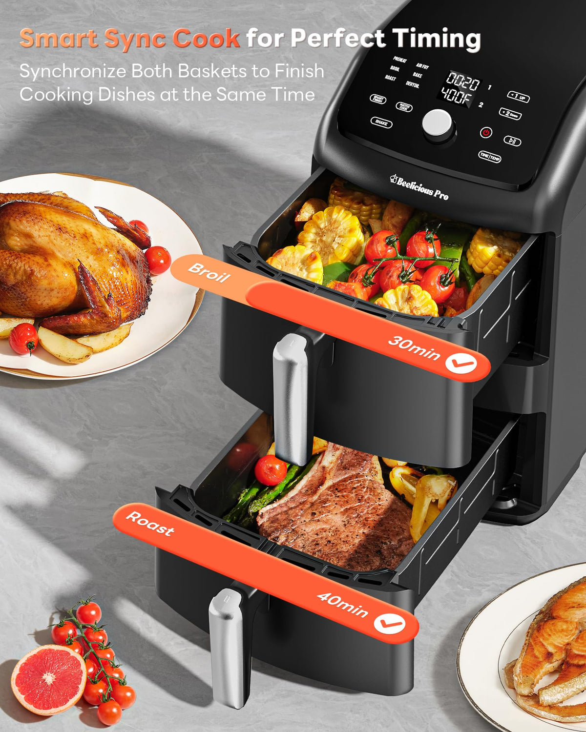 12QT Large Double Air Fryer Family Size Dual Basket Air Fryer