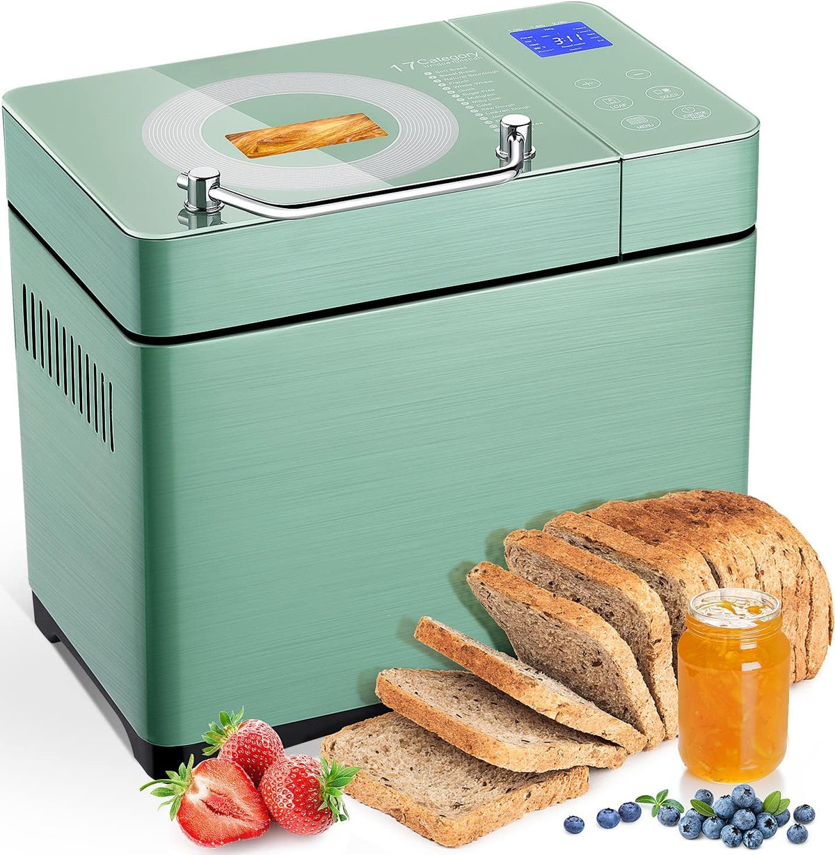17 in 1 Stainless Steel Bread Maker with Dual Heaters