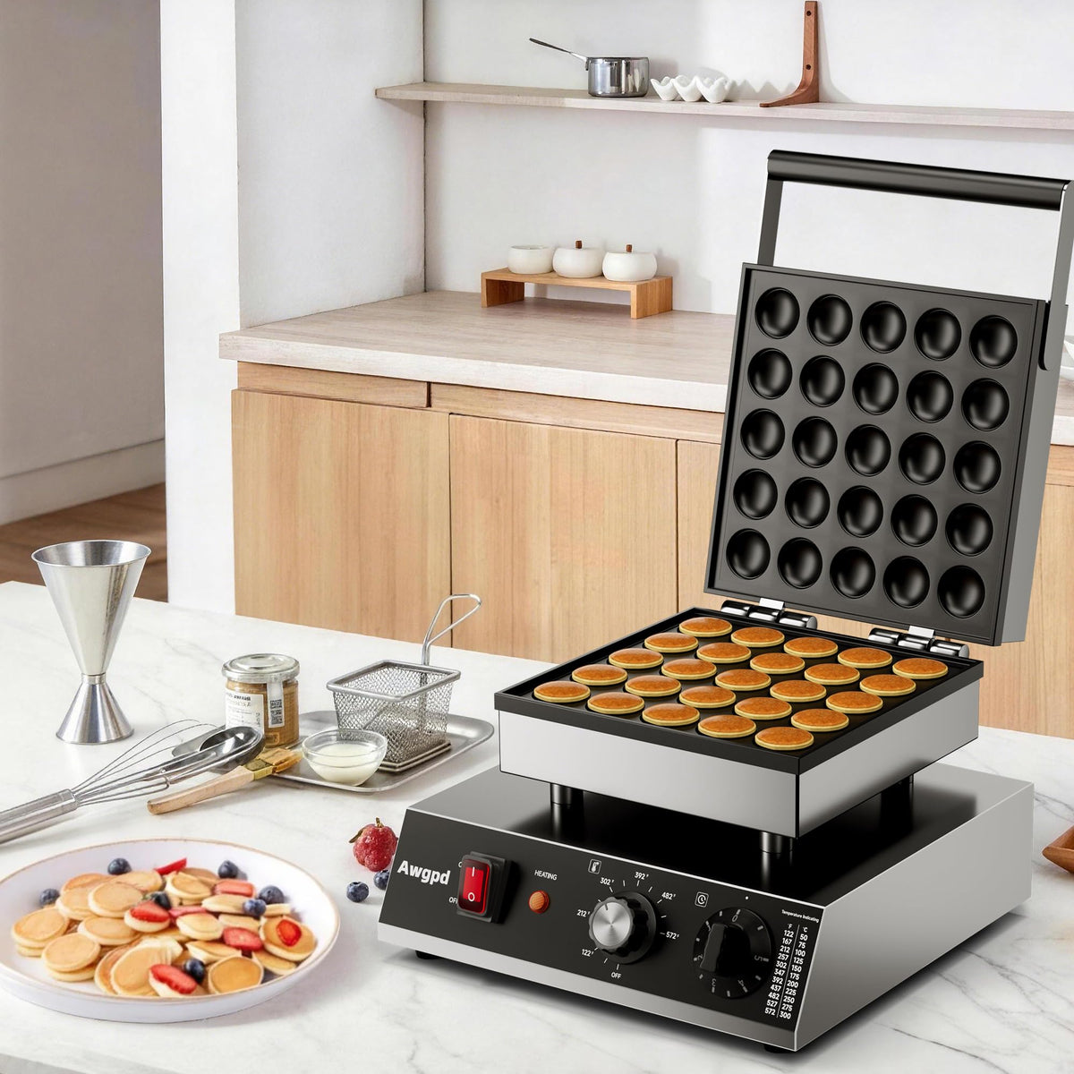 Commercial Mini Dutch Pancake Maker with Dual Temperature Control
