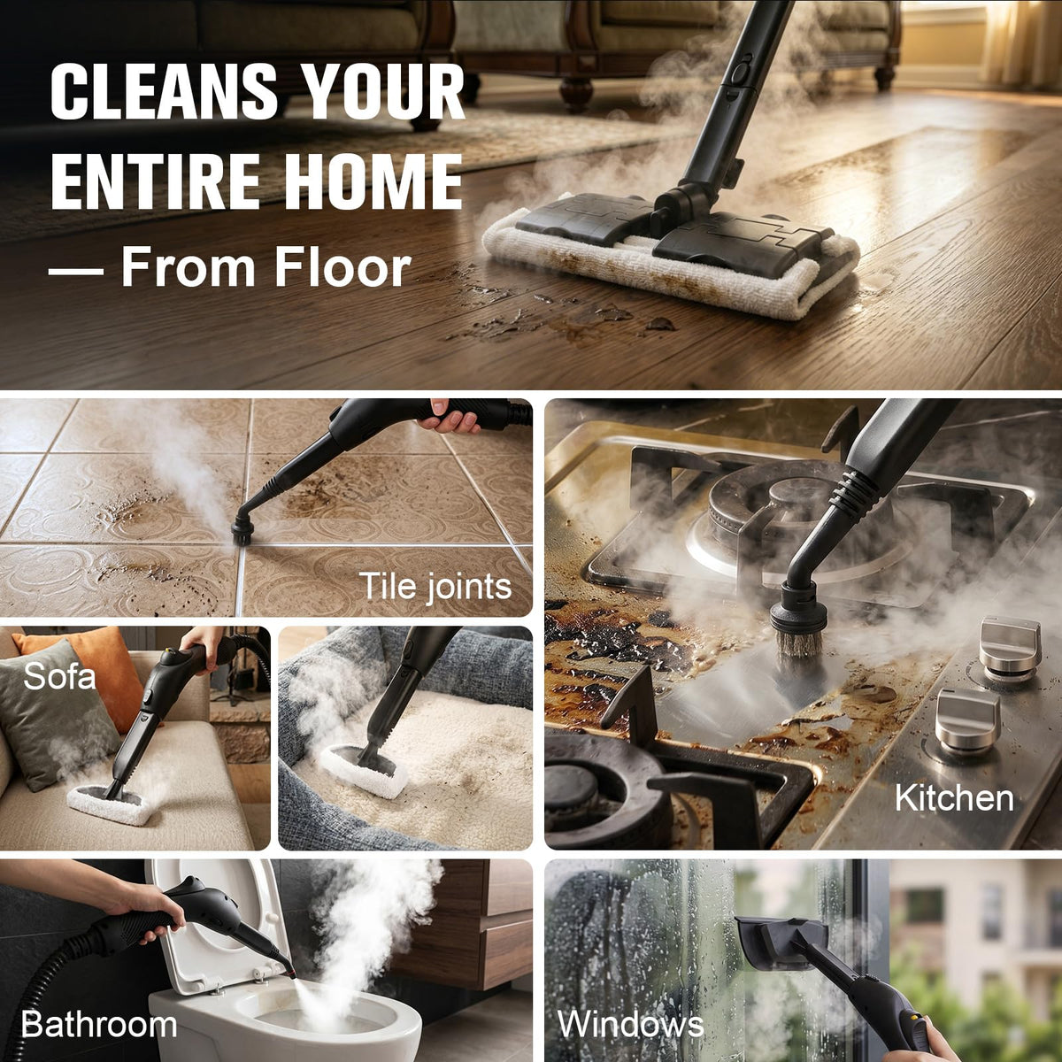 High Pressure Steam Cleaner for Floor Grout Kitchen and Bathroom