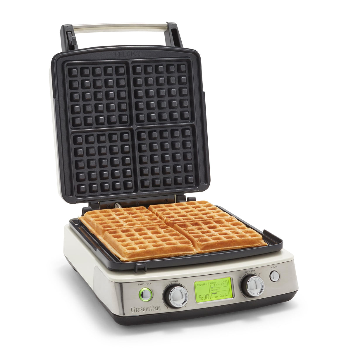 4 Square Belgian Waffle Maker with Adjustable Browning Control