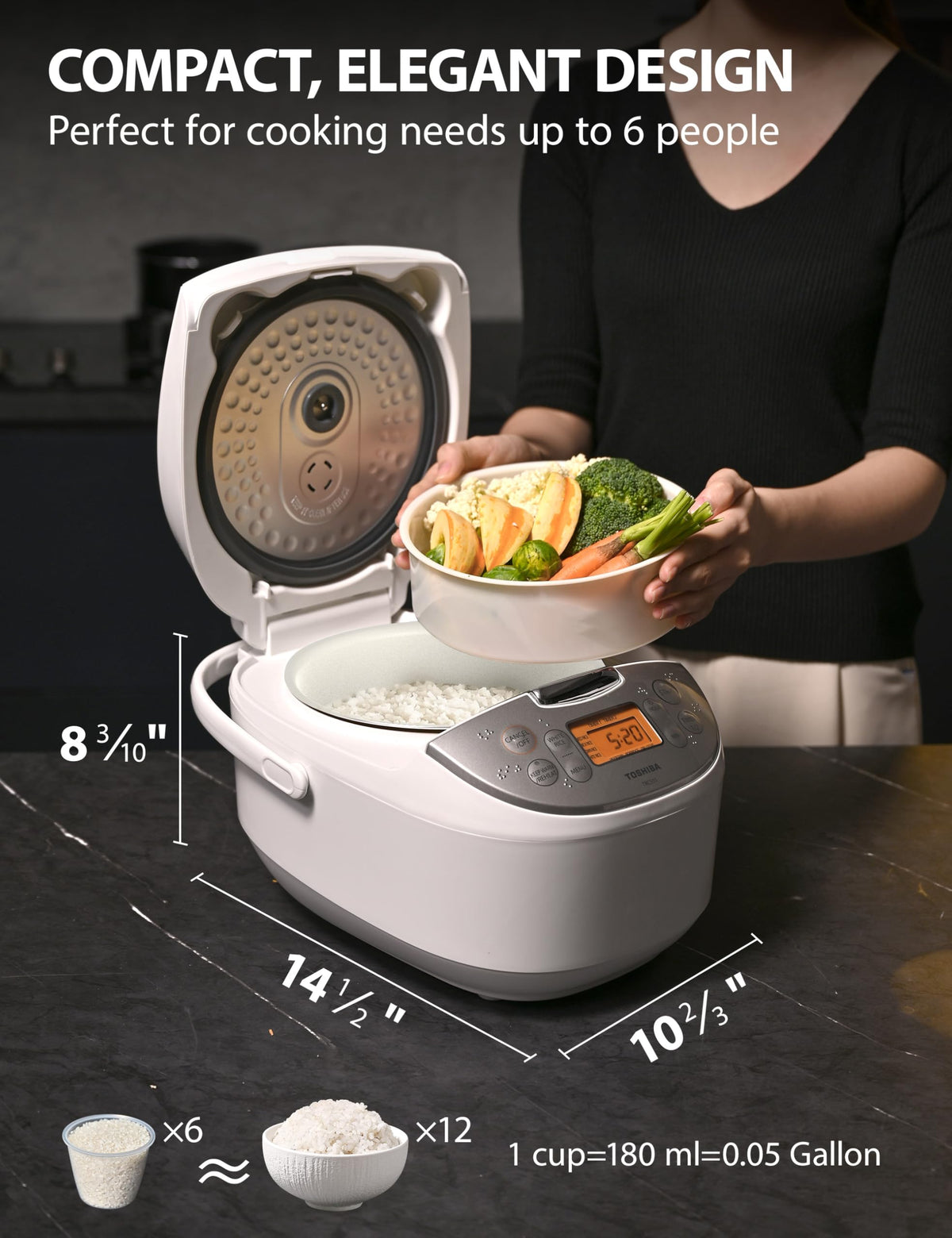 Electric Rice Cooker with Smart Cooking Functions