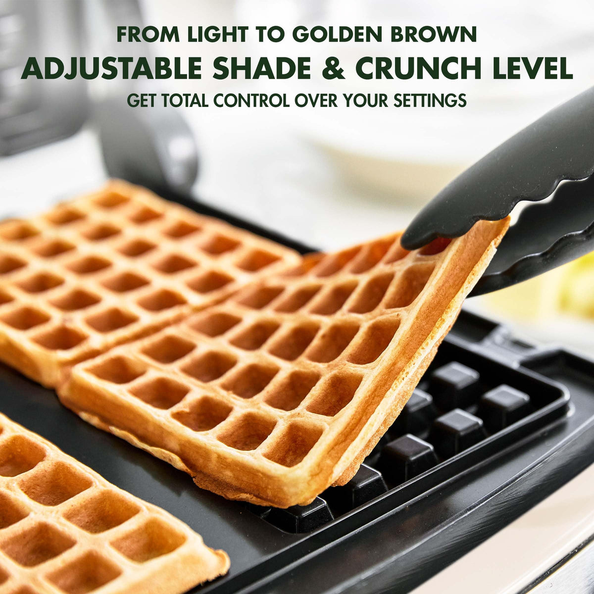 4 Square Belgian Waffle Maker with Adjustable Browning Control