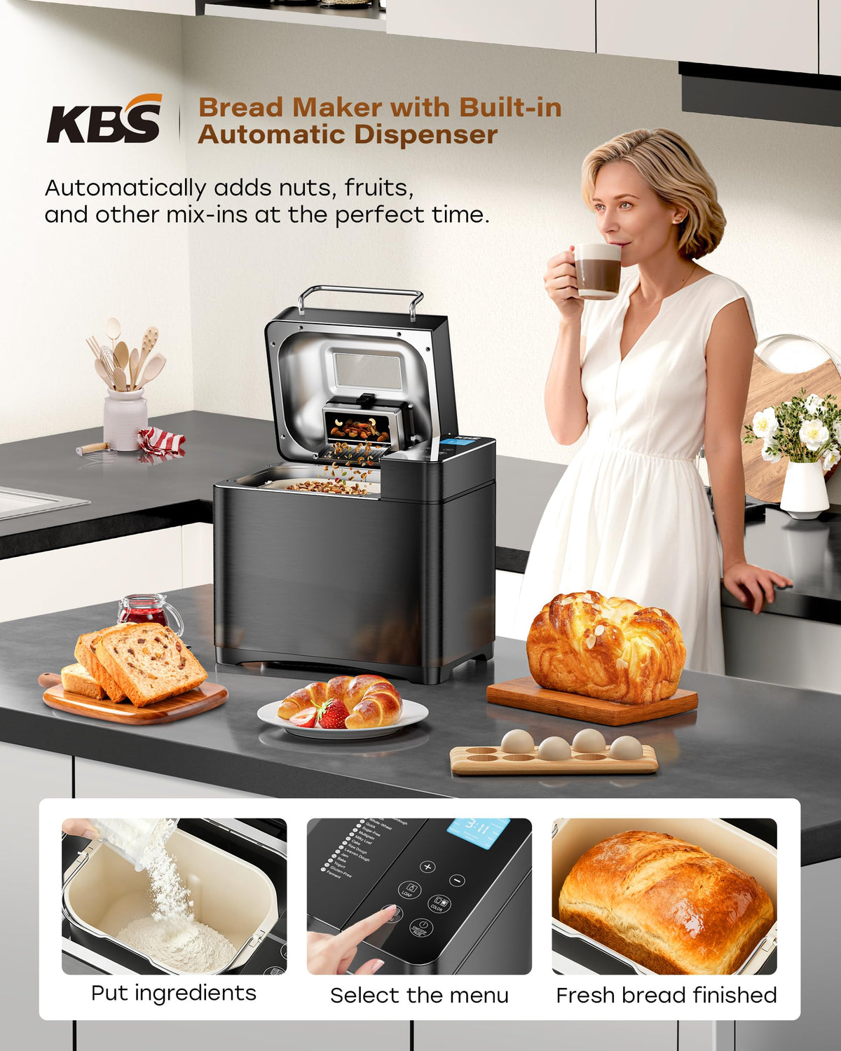 710W 2LB Automatic Bread Maker Machine for Home Baking