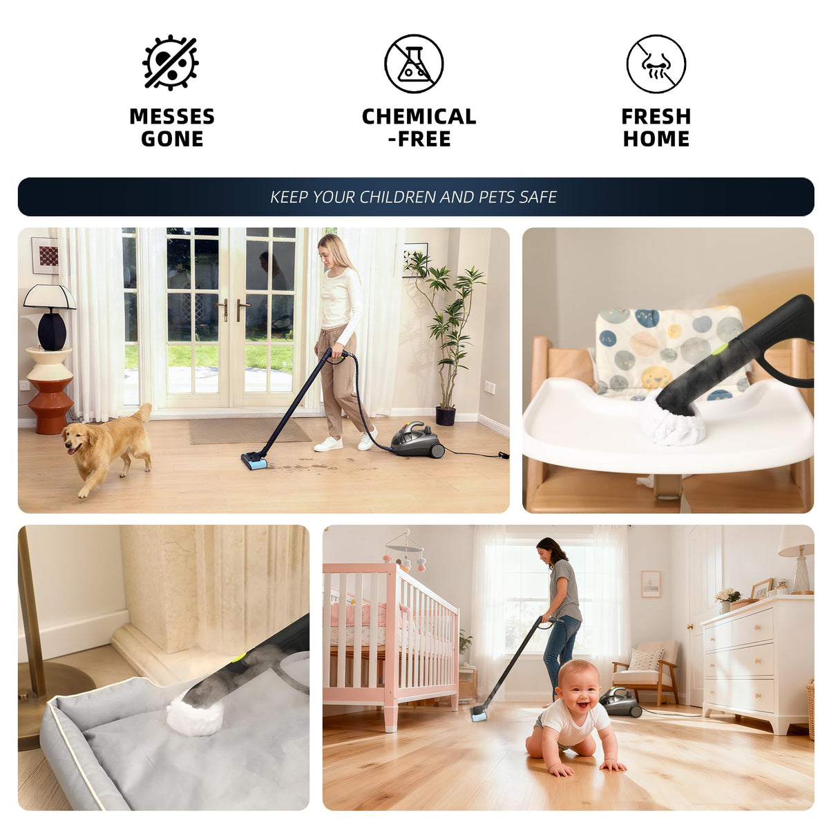 1500W Heavy Duty Multipurpose Steam Cleaner with Accessories