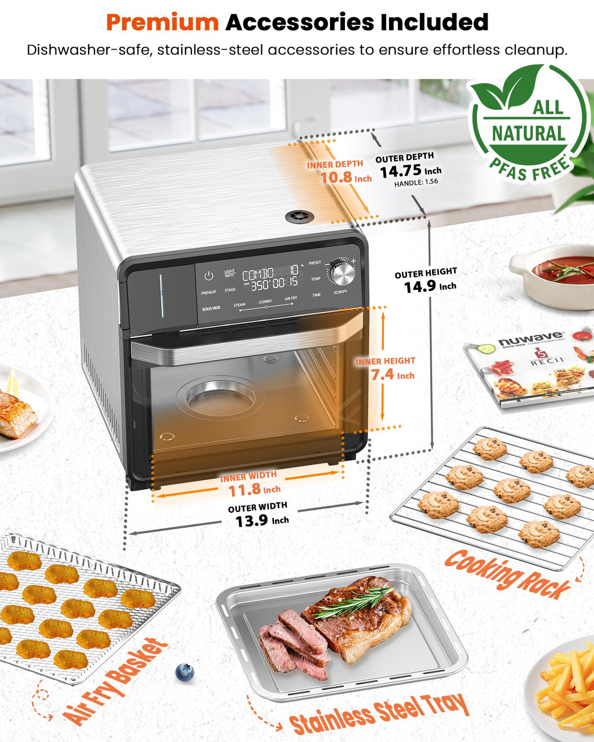 16QT Stainless Steel Combi Steam Oven Multi Cooker