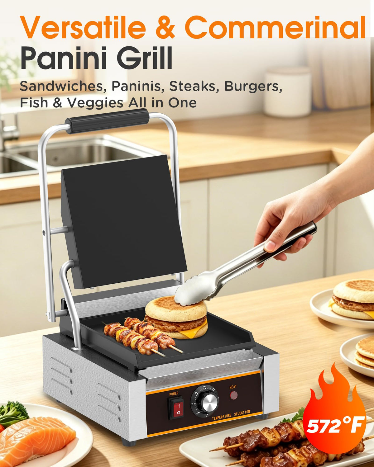 Commercial Electric Panini Press Sandwich Grill