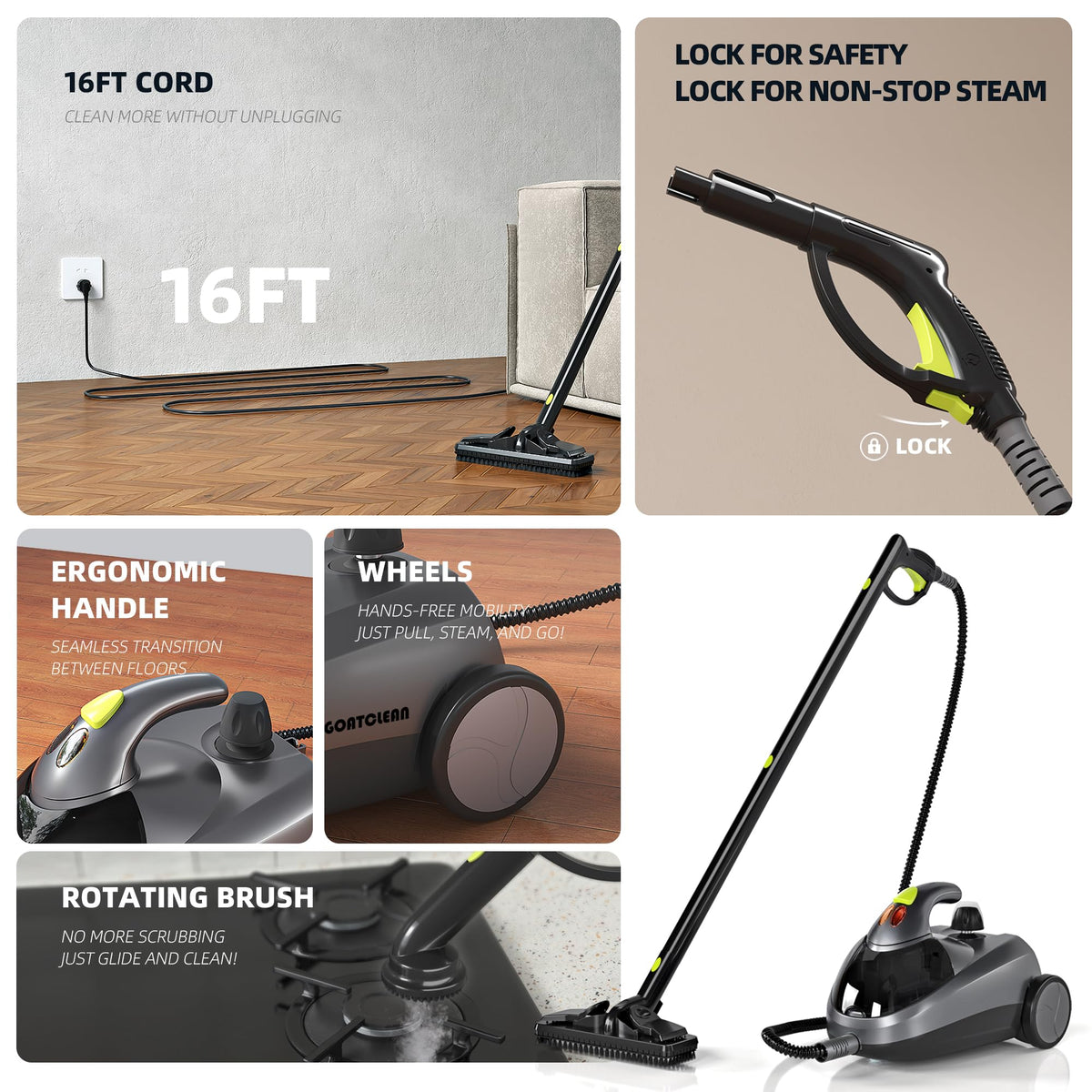 1500W Heavy Duty Multipurpose Steam Cleaner with Accessories