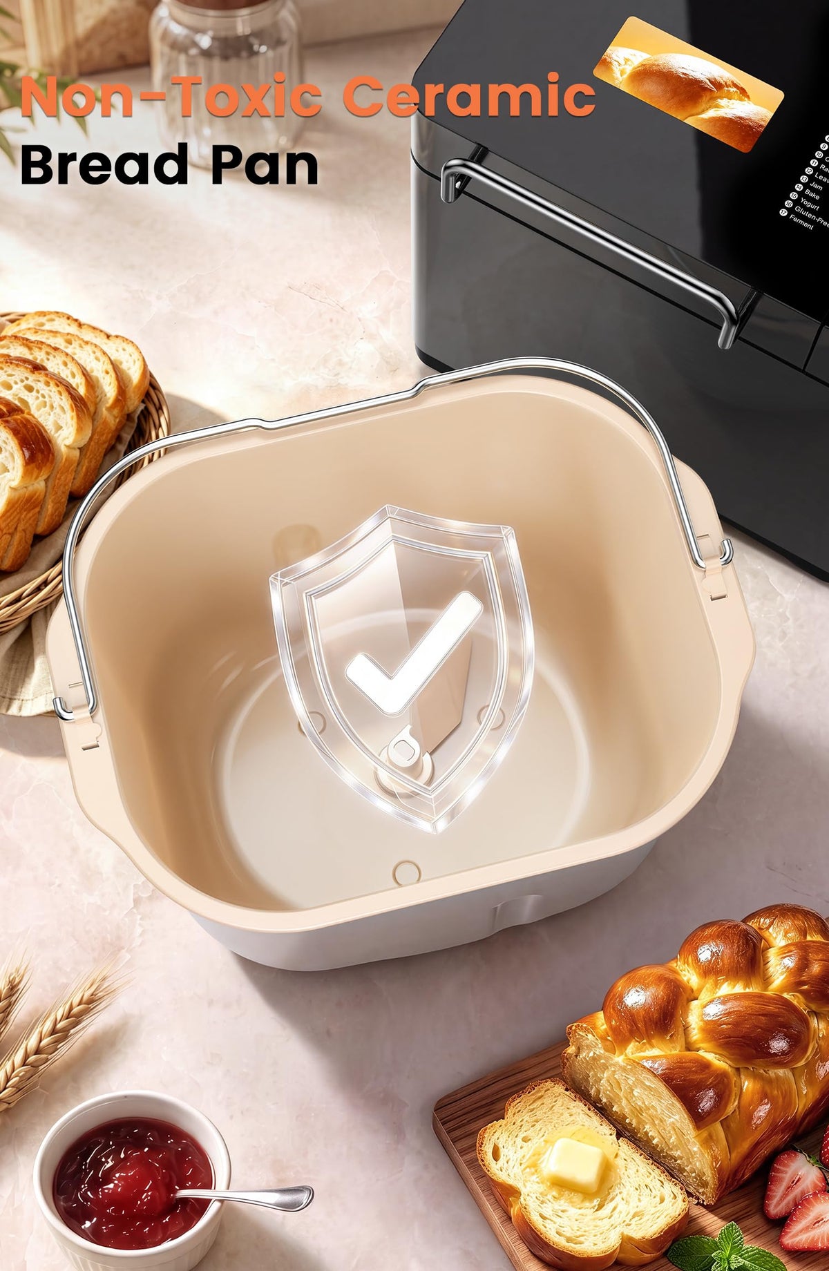 17 in 1 Stainless Steel Bread Maker with Dual Heaters