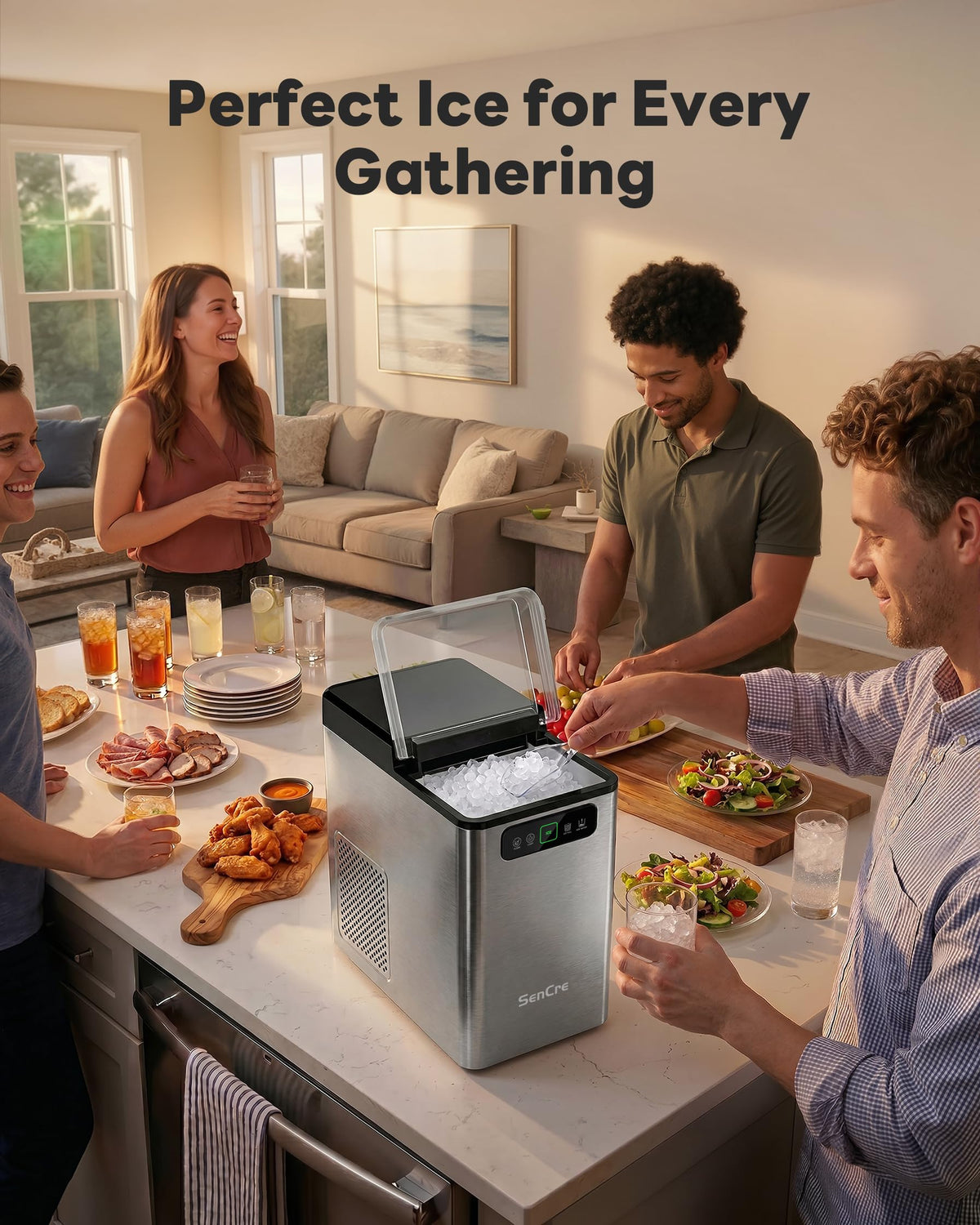 Countertop Nugget Ice Maker with Self Cleaning