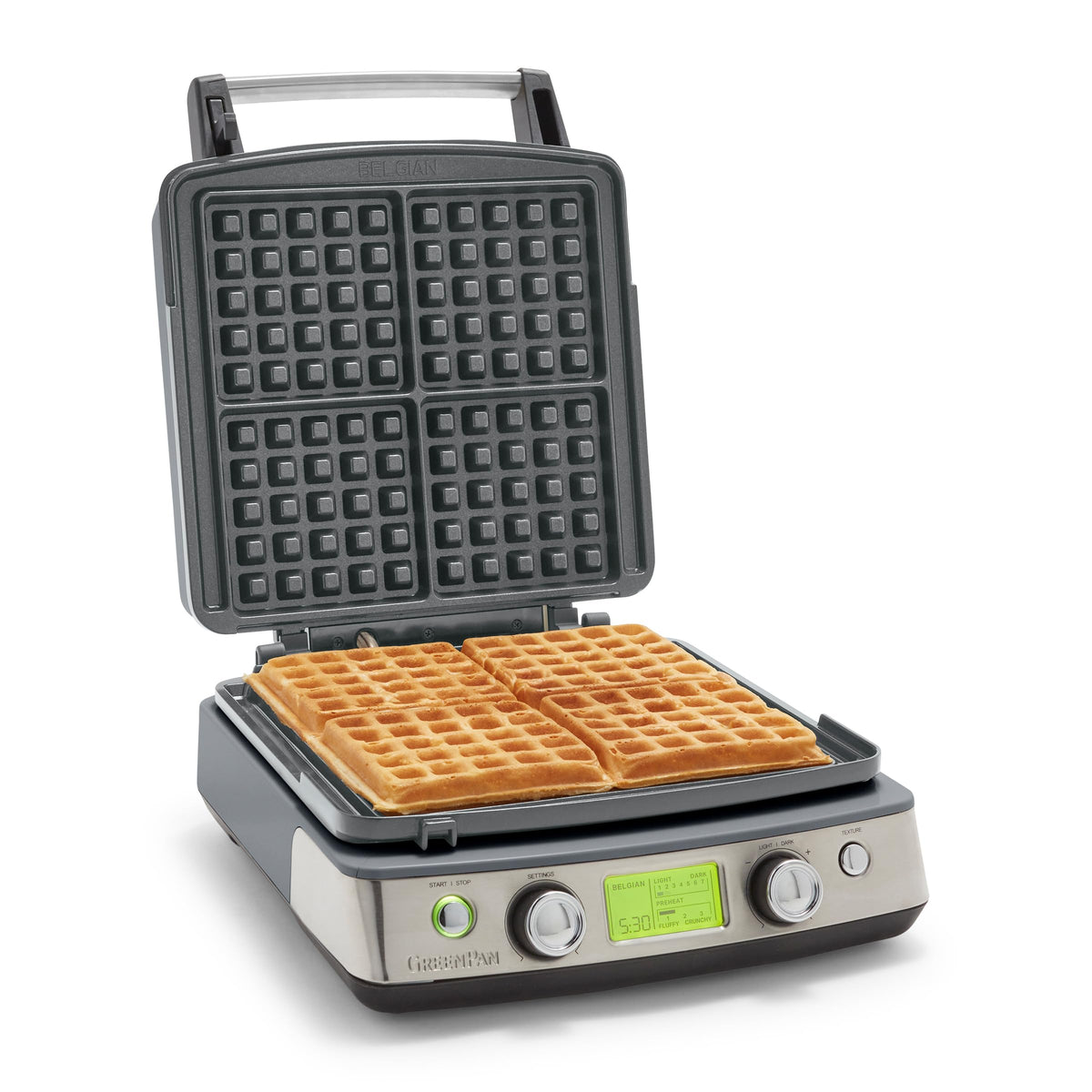 4 Square Belgian Waffle Maker with Adjustable Browning Control