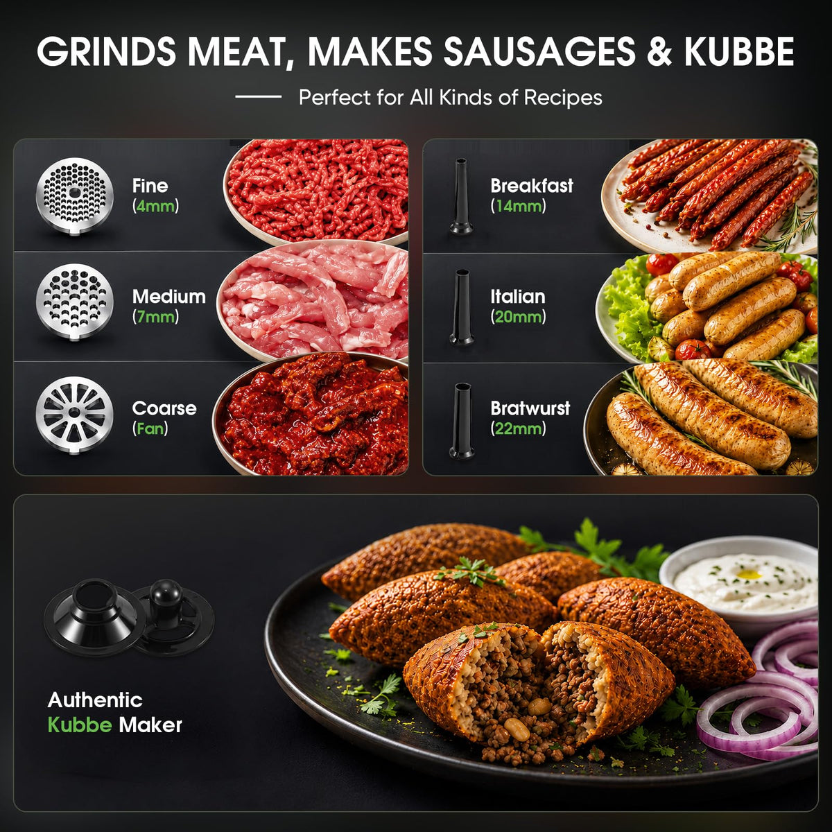 3200W Digital Touch Mincer Electric Meat Grinder Sausage Kit