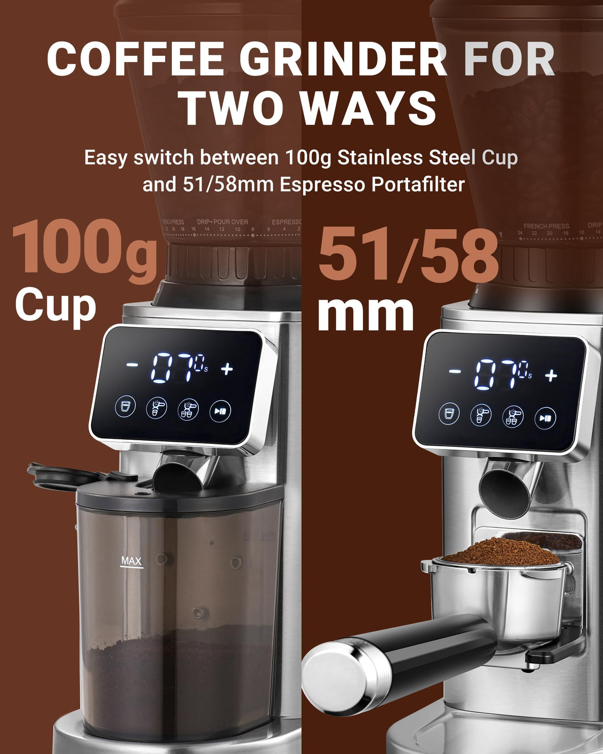48 Setting Conical Burr Coffee Grinder with Timer and Touchscreen