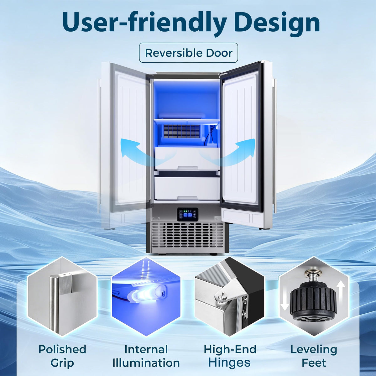 15 Inch Commercial Undercounter Cube Ice Maker 90 LBS Per Day
