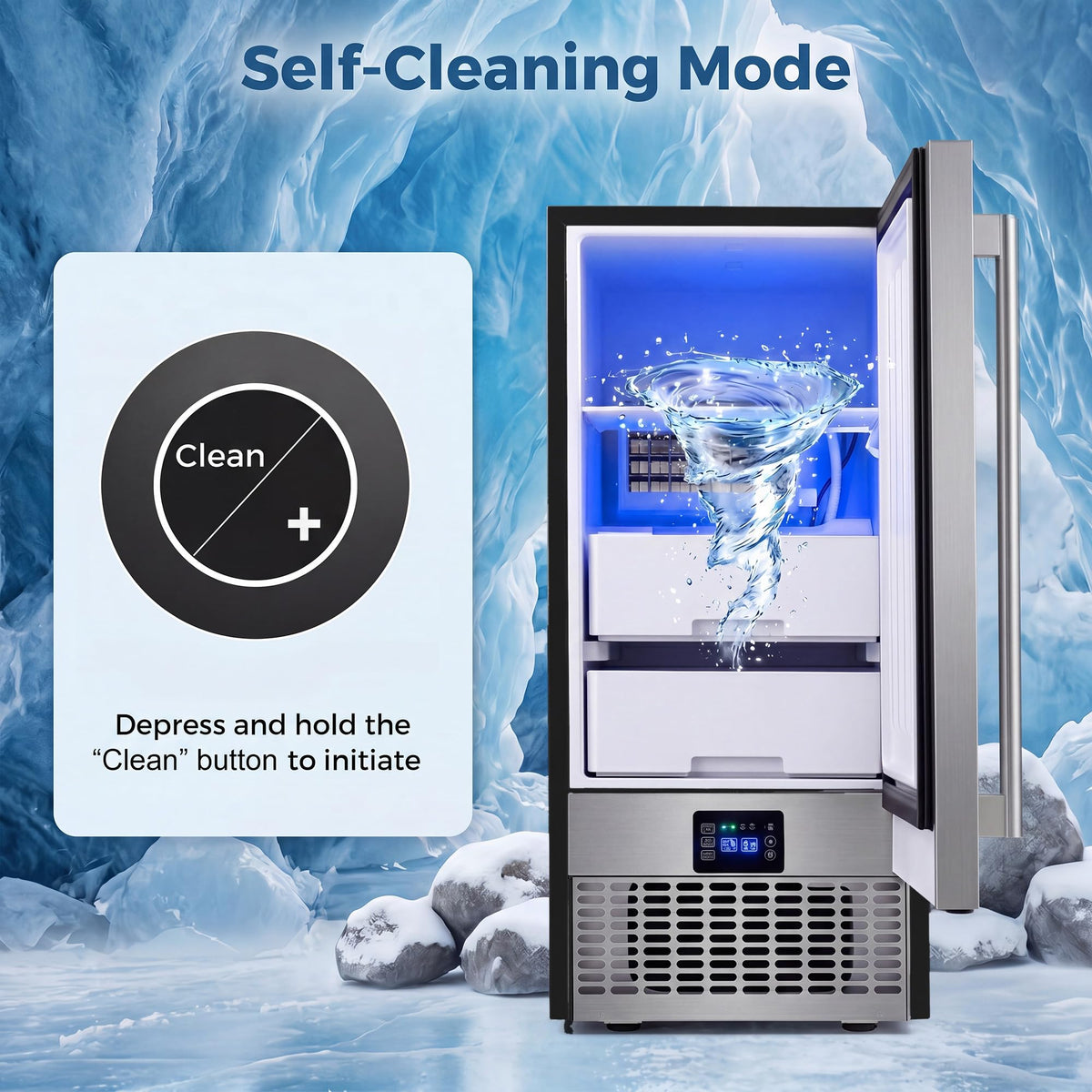 15 Inch Commercial Undercounter Cube Ice Maker 90 LBS Per Day