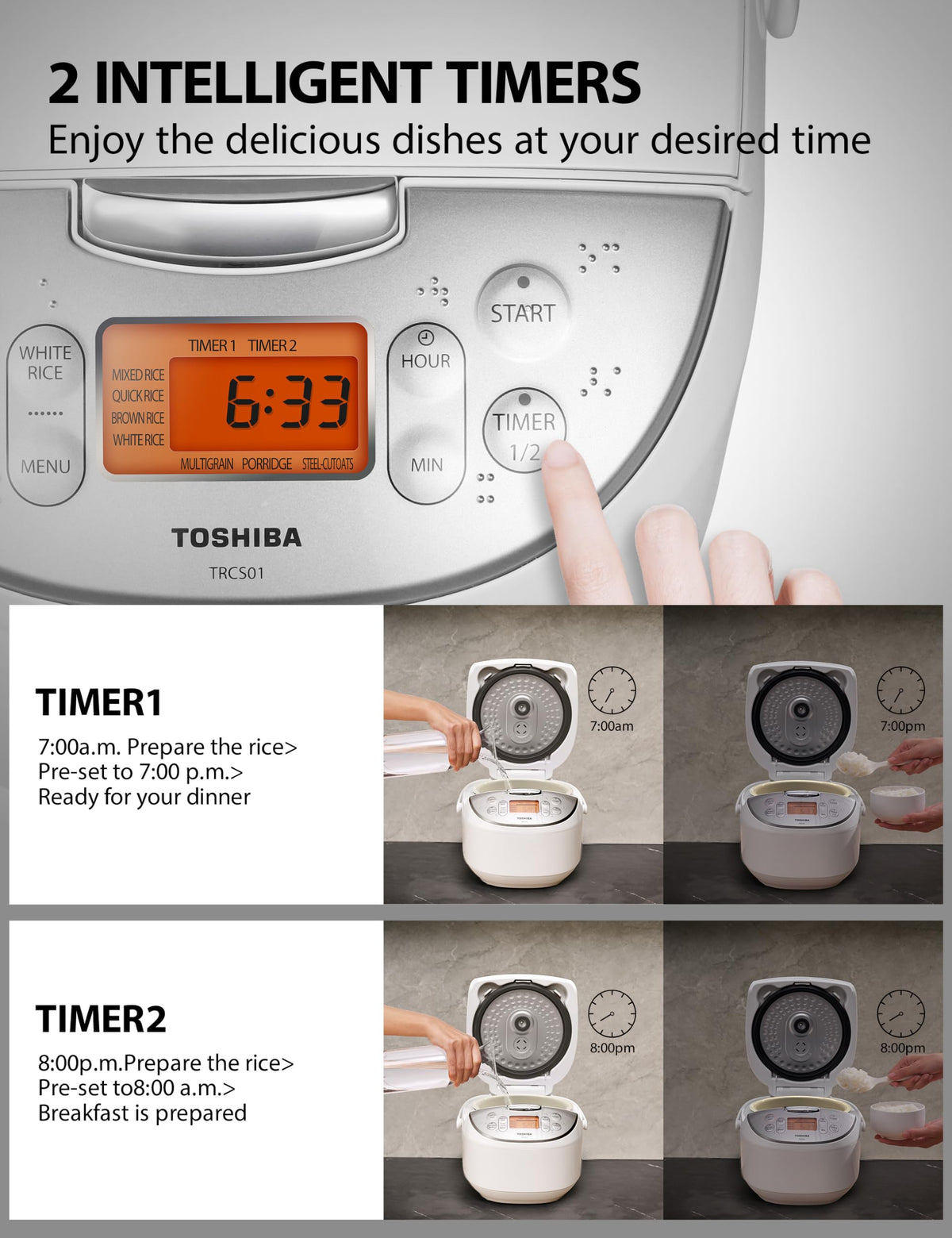 Electric Rice Cooker with Smart Cooking Functions