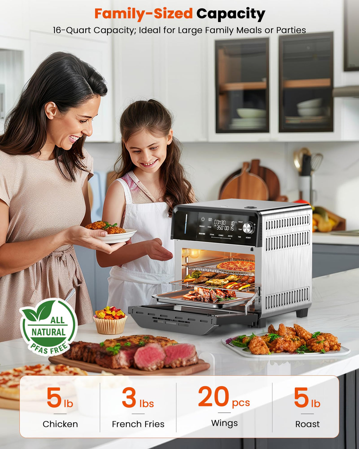 16QT Stainless Steel Combi Steam Oven Multi Cooker