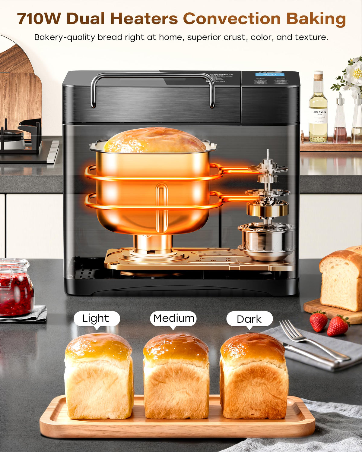 710W 2LB Automatic Bread Maker Machine for Home Baking