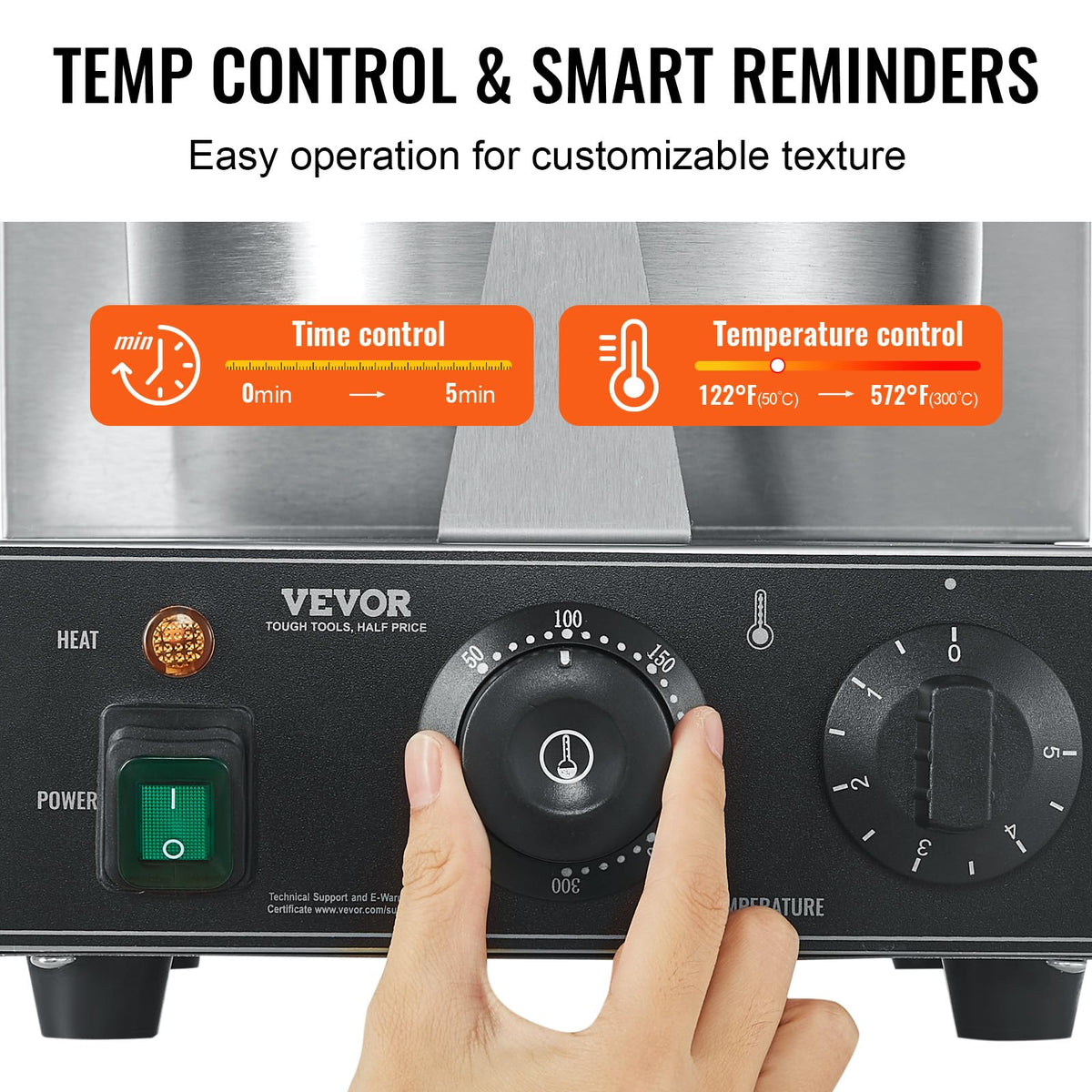 Commercial Electric Waffle Maker with Temperature Control