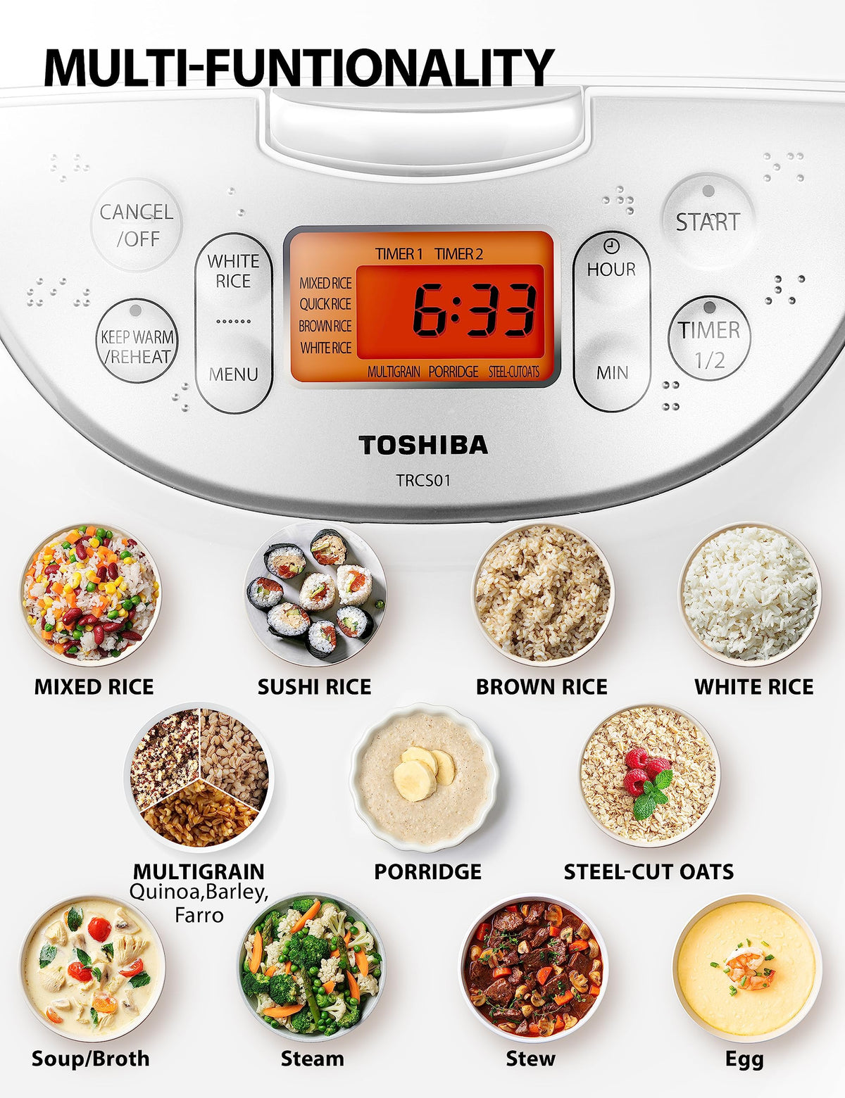 Electric Rice Cooker with Smart Cooking Functions